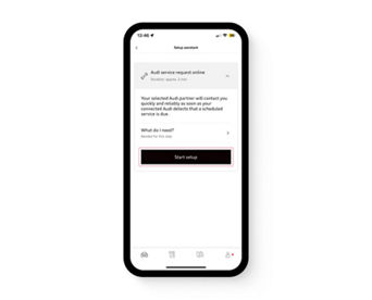 The myAudi app displaying the 'Start setup' button