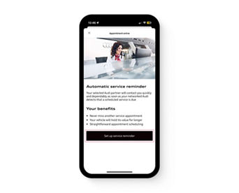 The myAudi app displaying the 'Set up service reminder' button