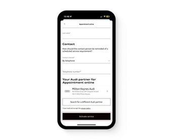 The myAudi app displaying the 'Activate service' button