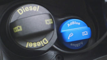 Close up of fuel and AdBlue caps on the engine of an Audi vehicle, 