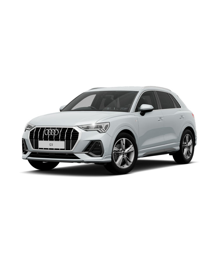 White Audi Q3 with Sline trim wheels.