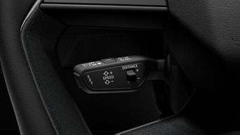 Vehicle's steering wheel-mounted cruise control switchgear.