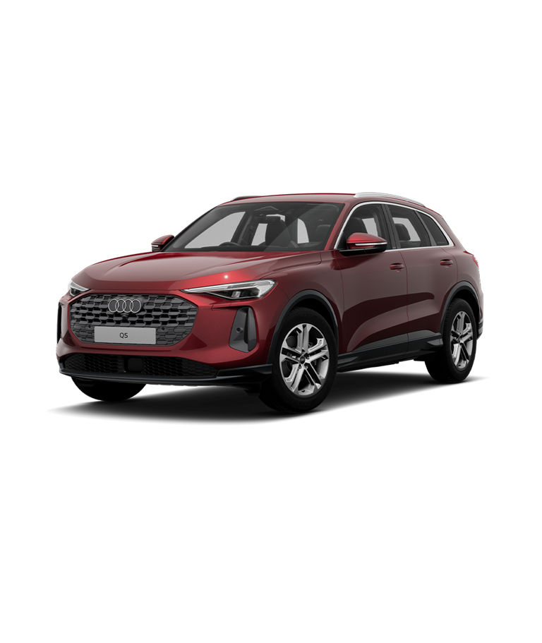 A red Audi Q5 SUV sport trim on a white background.