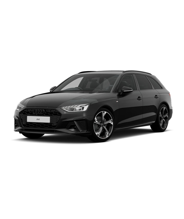 Black Audi A4 Avant black edition trim, isolated on a transparent background.