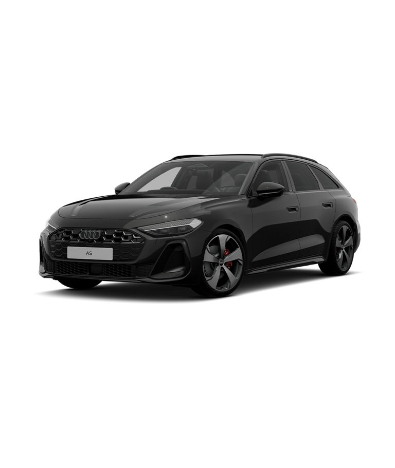 Black Audi A5 Avant against a transparent background.