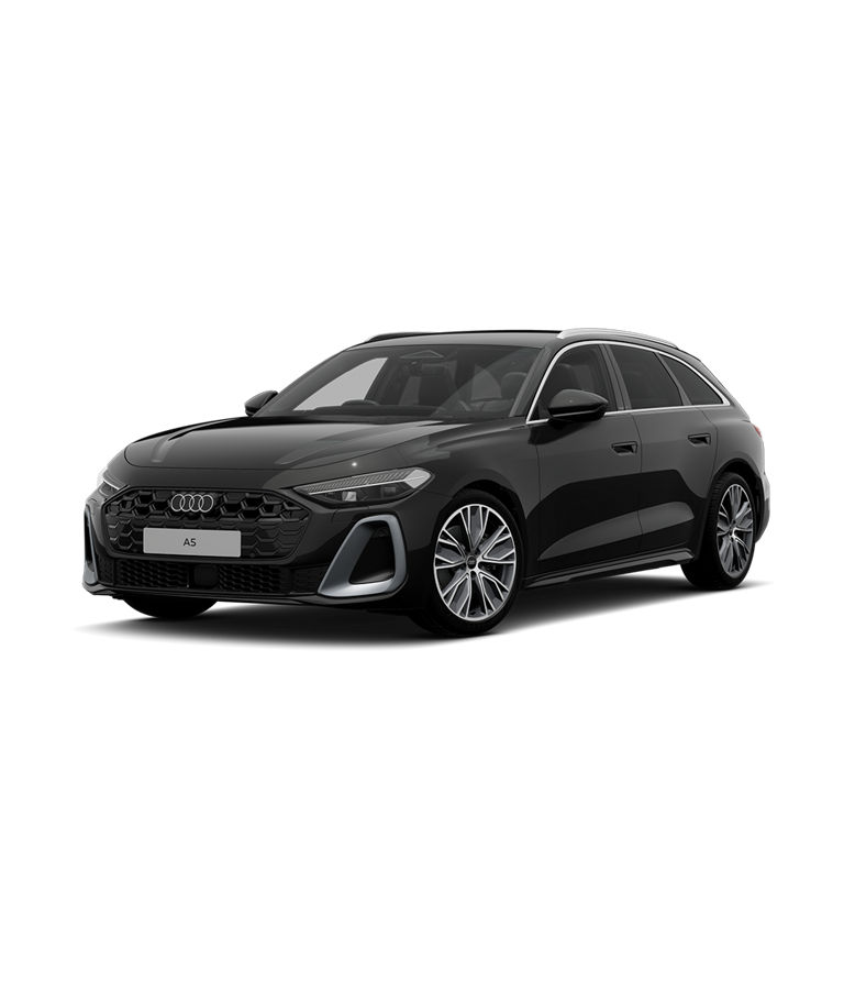 Black Audi A5 Avant against a transparent background.
