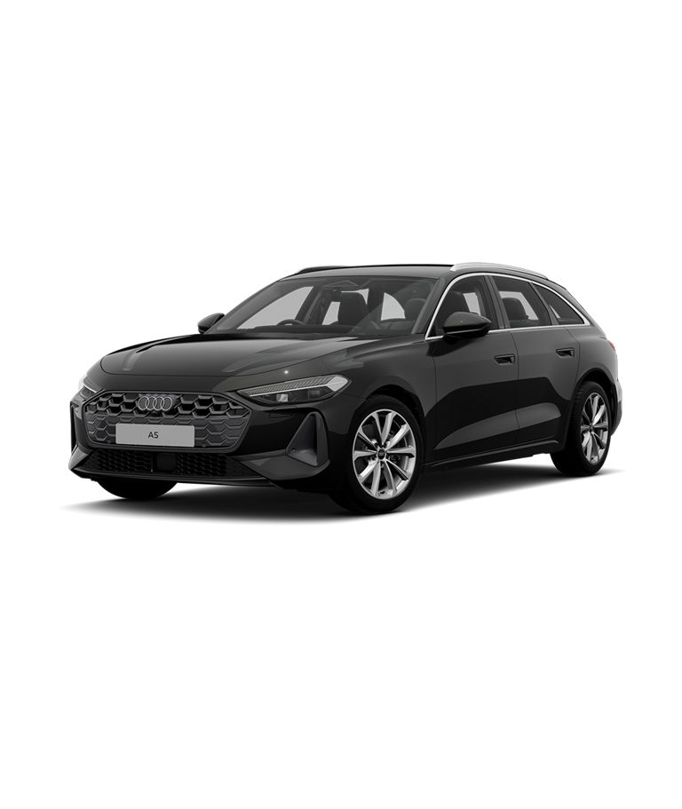 Black Audi A5 Avant against a transparent background.