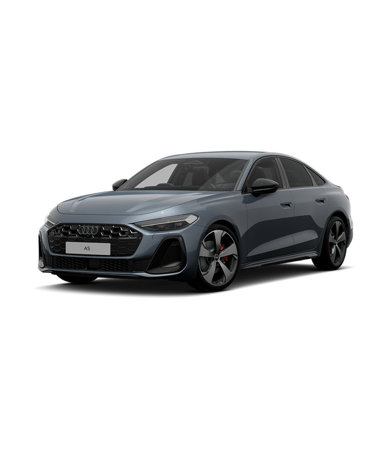 A grey Audi A5 Saloon edition 1 trim car on a transparent background.