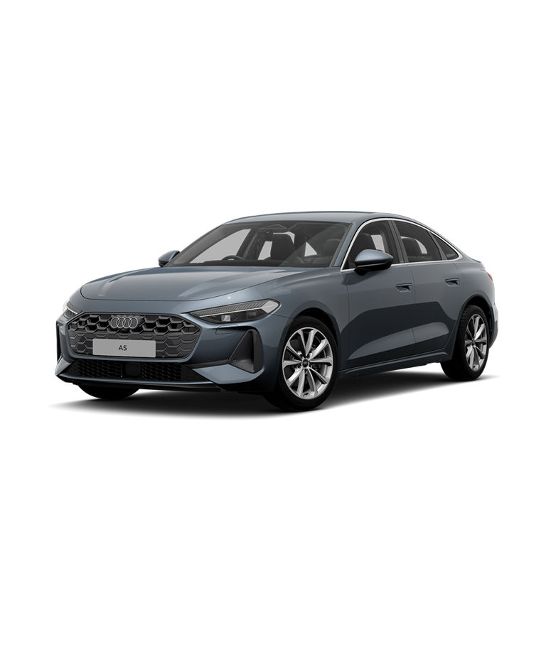 A grey Audi A5 Saloon sport trim car on a transparent background.