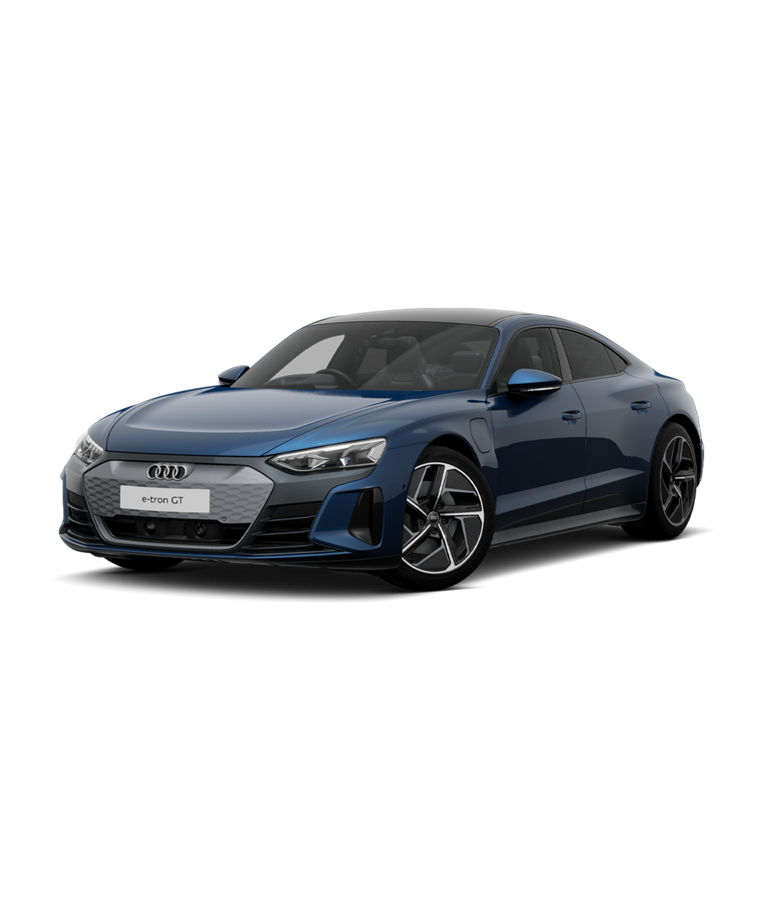 A blue Audi e-tron GT vorsprung trim on a plain background.