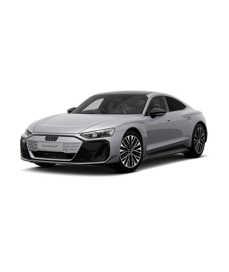 Silver Audi S-e-tron GT on a transparent background.
