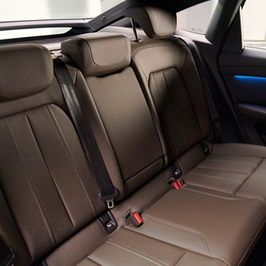  Internal view of backseat interior of Audi Q4 Sportback e-tron.