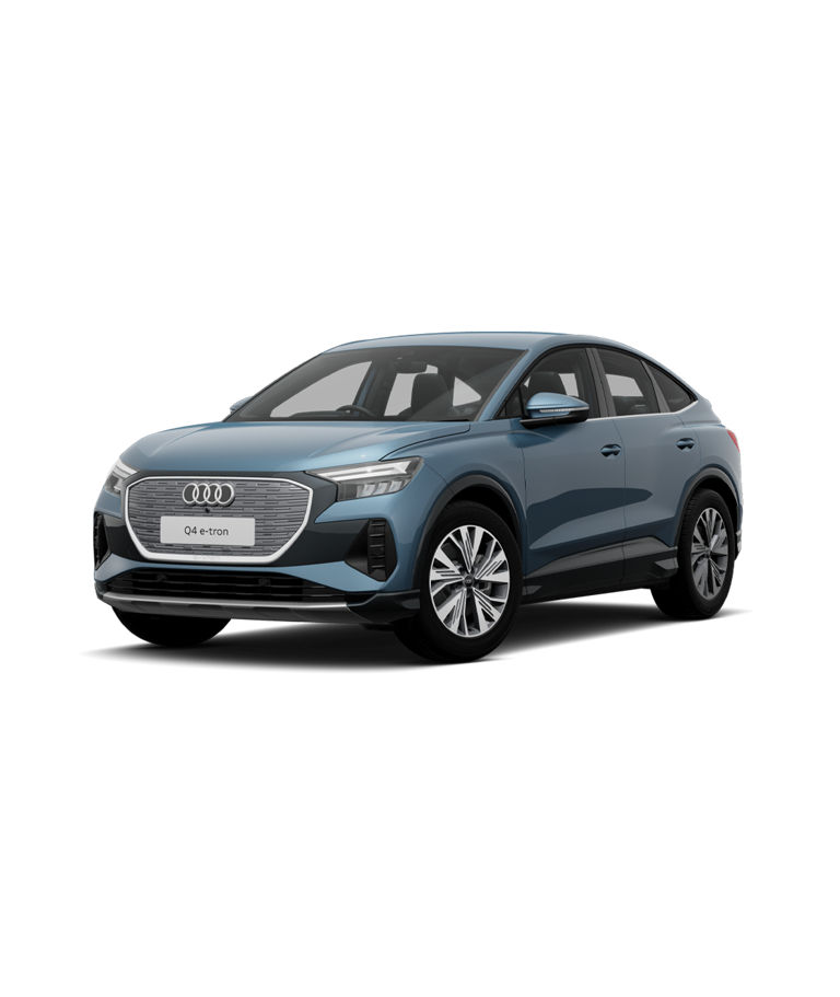 Audi Q4 Sportback with sport trim on clear background.
