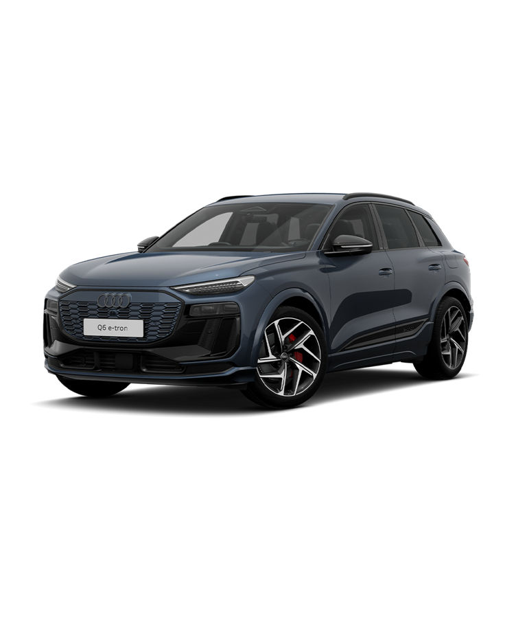 BlueQ6 e-tron SUV Edition 1 trim with distinctive grille on a white background.