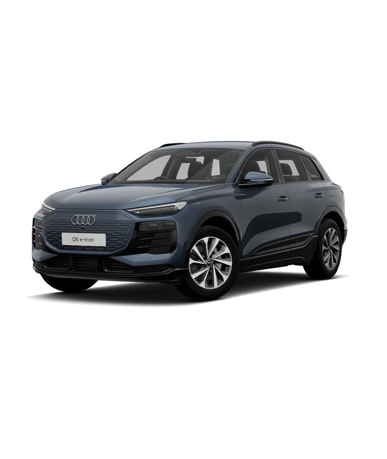Audi Q6 e-tron SUV sport trim in blue on a white background.