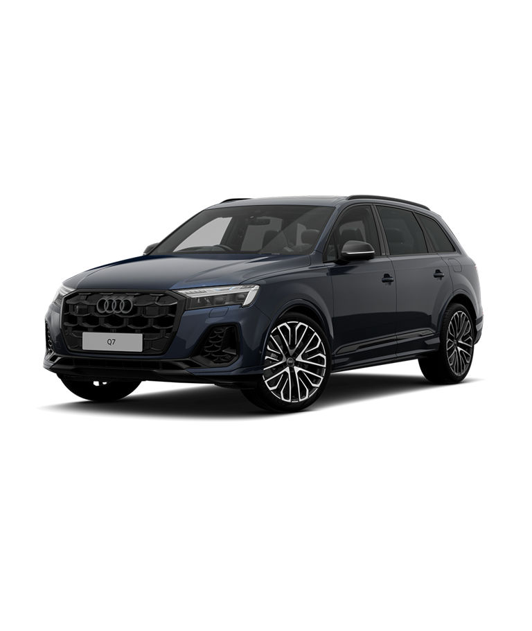 A blue Audi Q7 tfsie vorsprung trim displayed against a plain background.