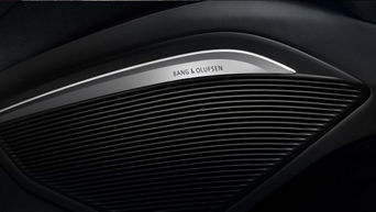 Black car interior detail featuring a Bang & Olufsen speaker grille.