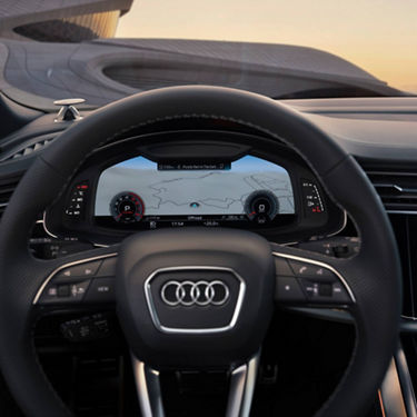 View of centred steering wheel.