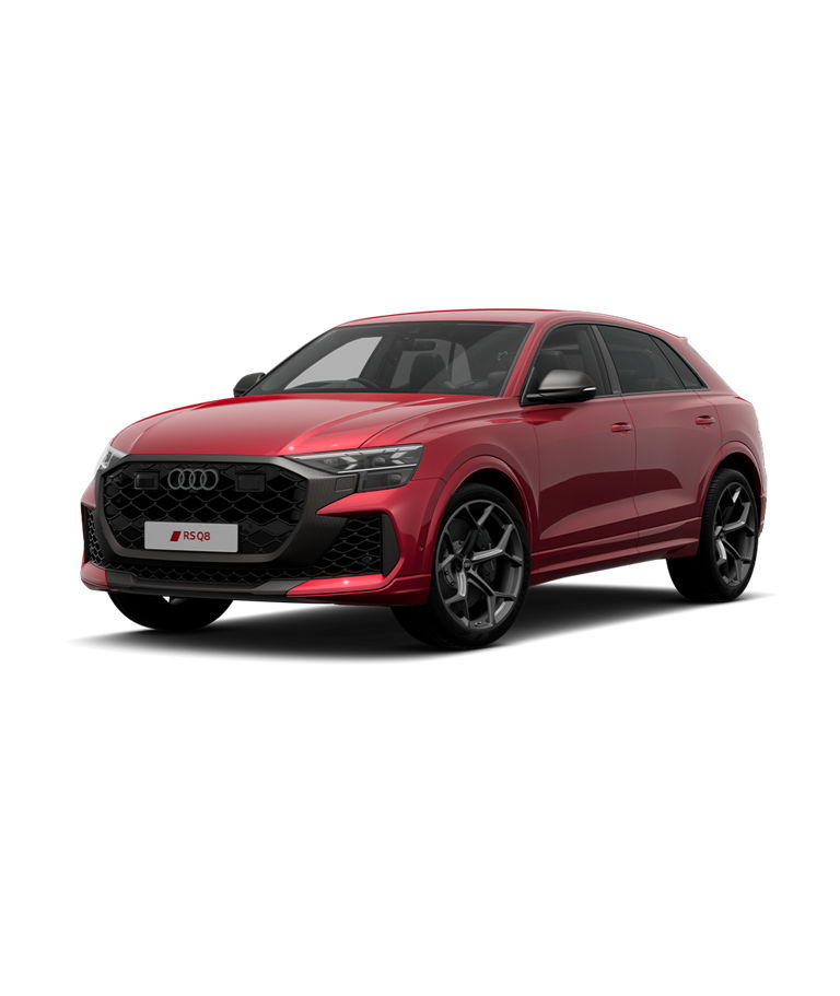 Red RS Q8 Performance with black trim.