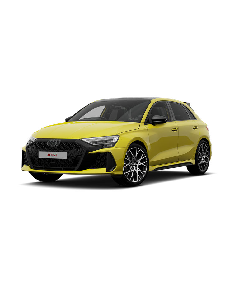 Yellow Audi RS3 Sportback with Carbon Vorsprung trim