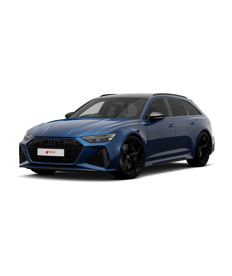 Blue Audi RS6 Avant Performance carbon vorsprung trim on a transparent background.