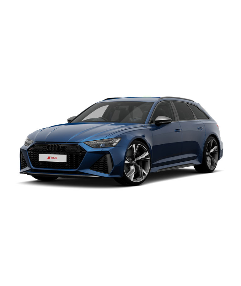Blue Audi RS6 Avant Performance on a transparent background.