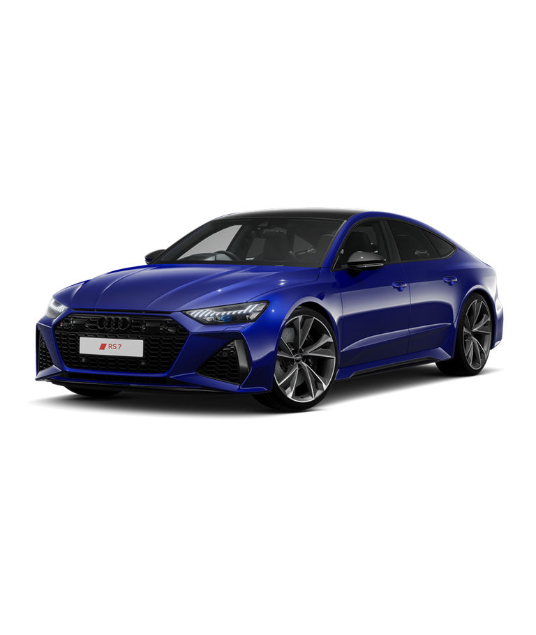 Blue Audi RS7 Sportback carbon vorsprung trim on a transparent background.