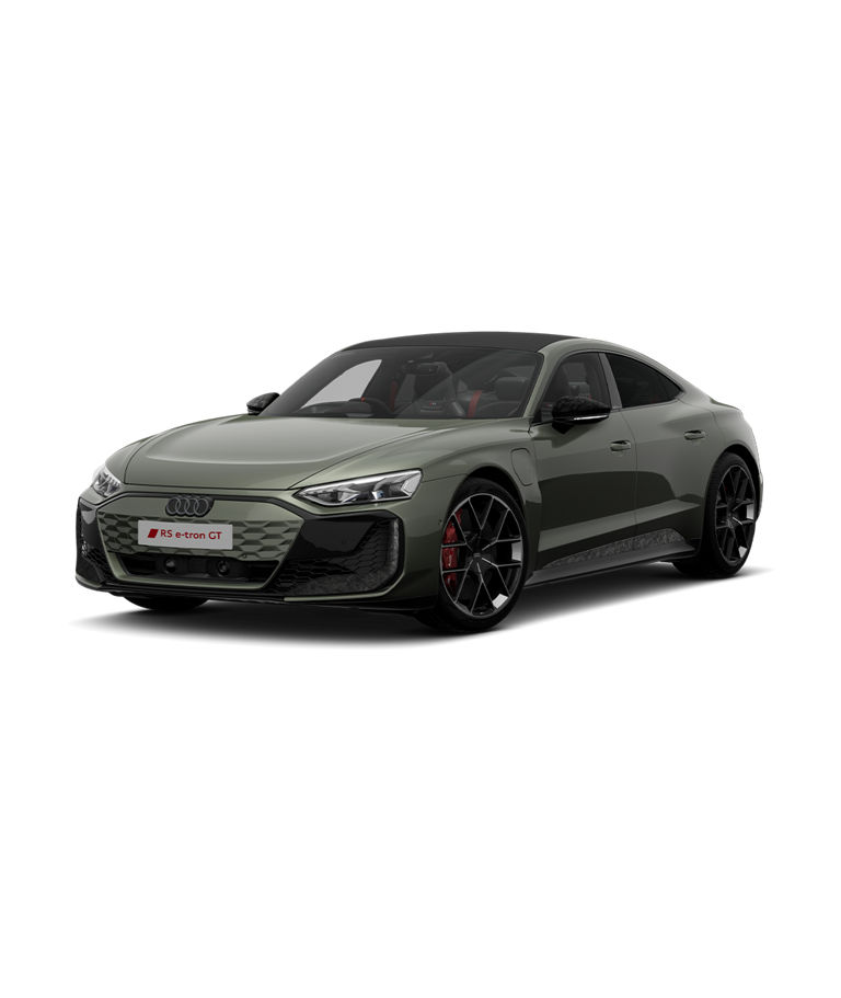 A green Audi RS e-tron GT Performance Carbon Vorsprung trim on a transparent background.