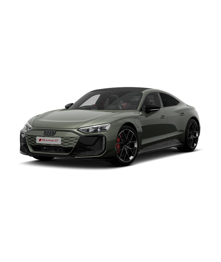 A green Audi RS e-tron GT Performance Carbon Black trim on a transparent background.