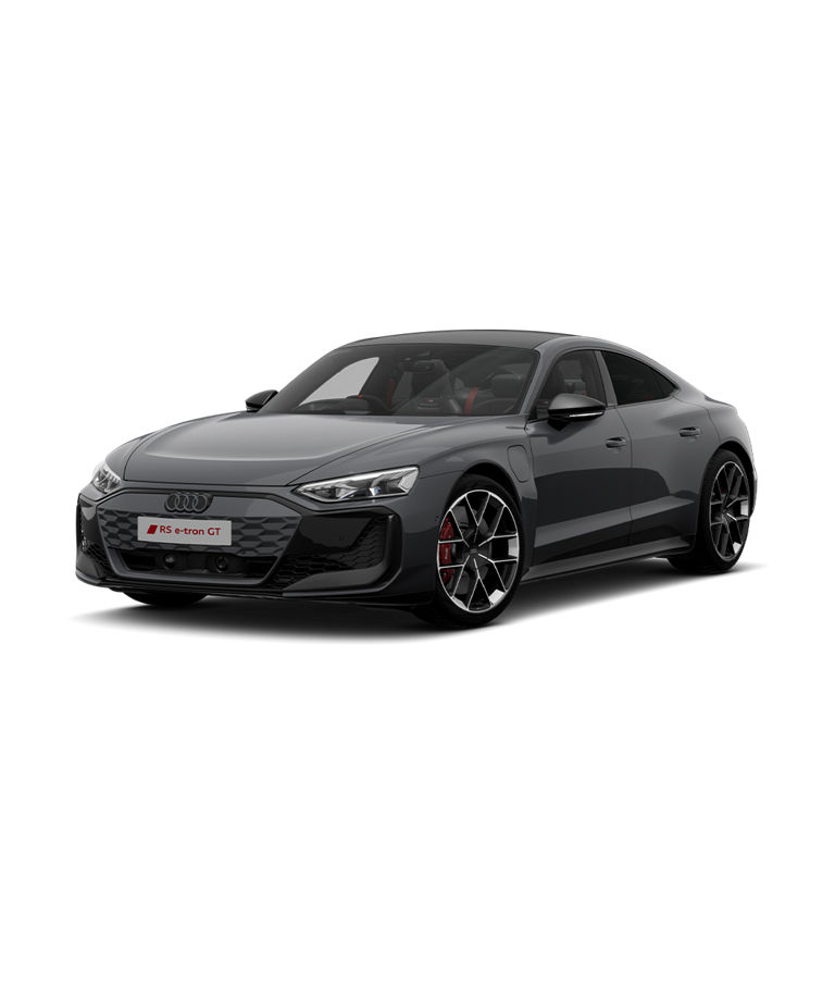 A sleek dark grey Audi RS e-tron GT Carbon Black trim on a white background.
