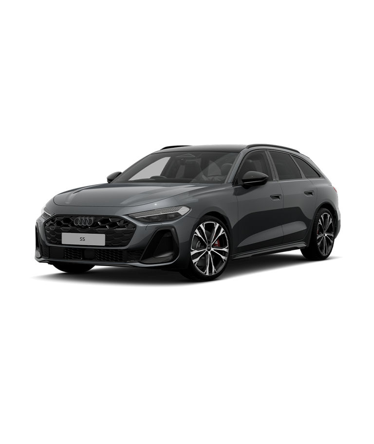 Grey Audi S5 Avant on a transparent background.