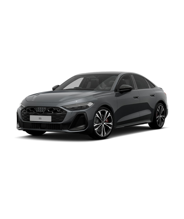 Audi S5 Saloon in grey with a clear view of its profile and front design.