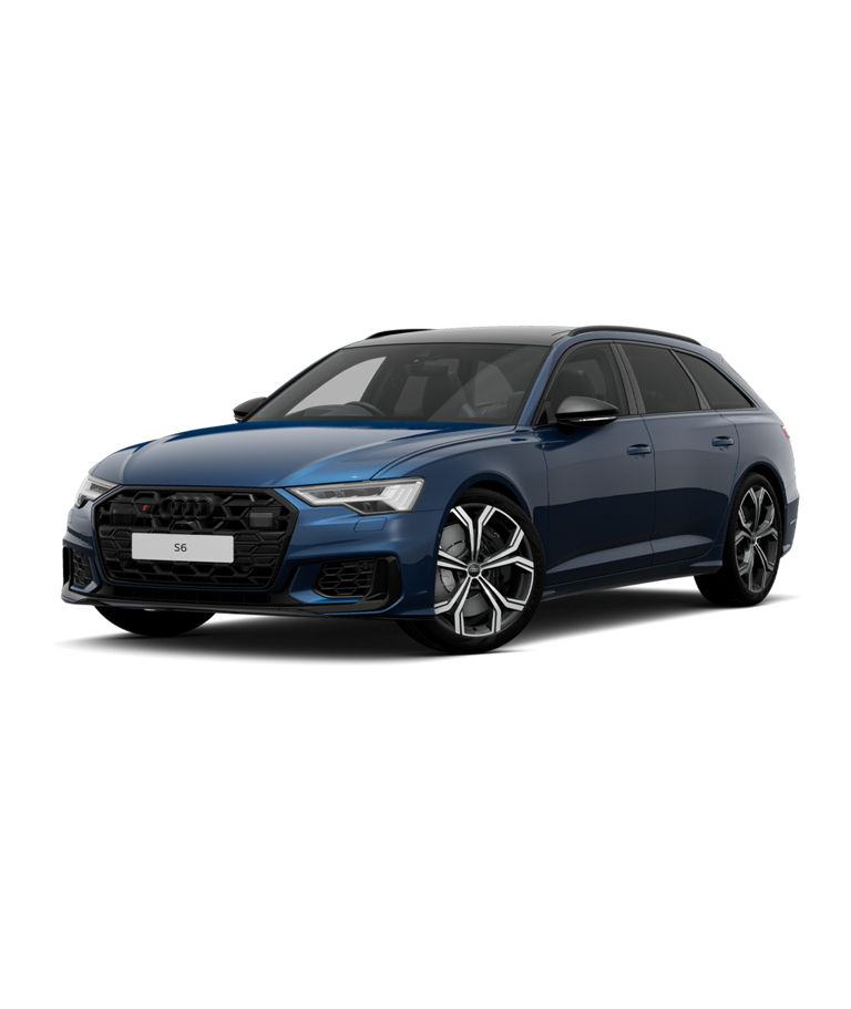 A blue Audi S6 Avant vorsprung trim on a transparent background.